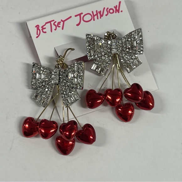 šAUTH SET BETSEY CHERRIES XO NECKLACE & EARRINGS - Picture 5 of 10